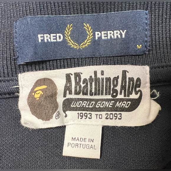 Fred Perry x A Bathing Ape BAPE Blue Camo Polo Men’s Size Medium - Picture 5 of 11